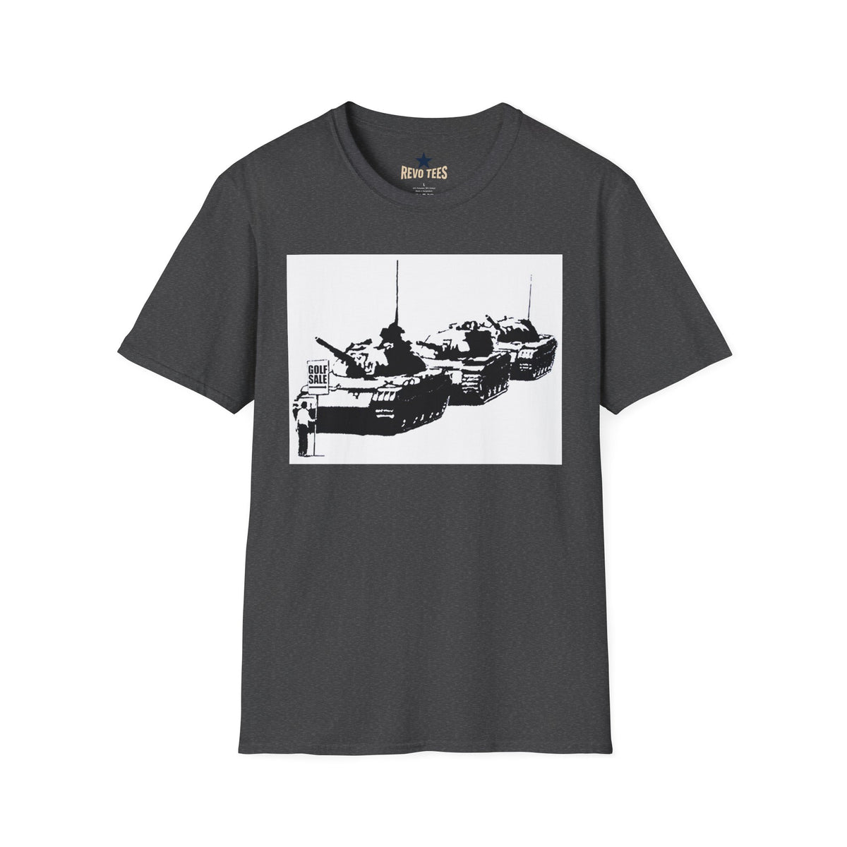 Revotees Banksy Tank Lineup Graphic Stencil Military Tanks Design T-Shirt - alternate view 5