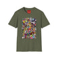 T-Shirt — Colorful Cartoon Characters Collage Graphic Tee