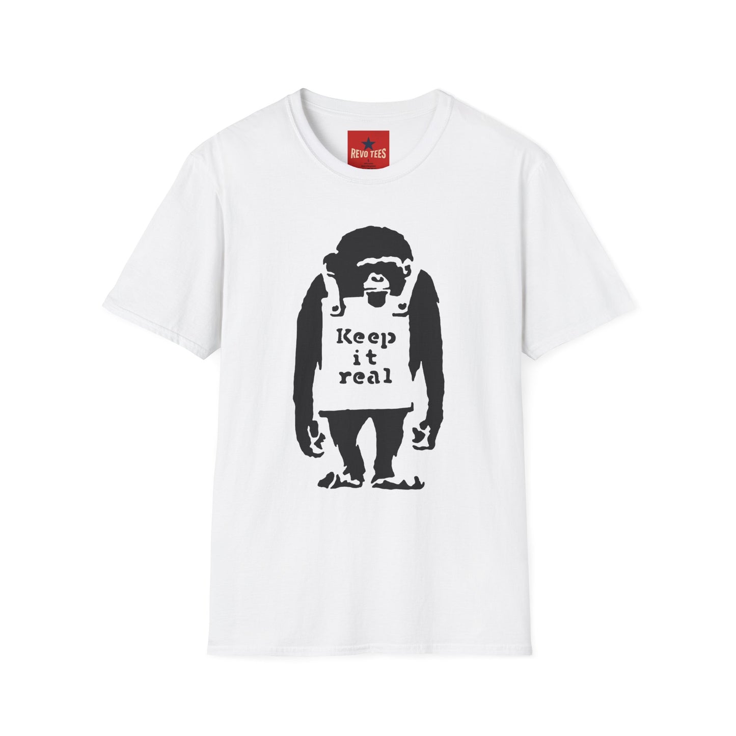 Banksy T‑Shirt — 'Keep It Real' Monkey Graphic Tee — Vintage Streetwear, Casual Gift