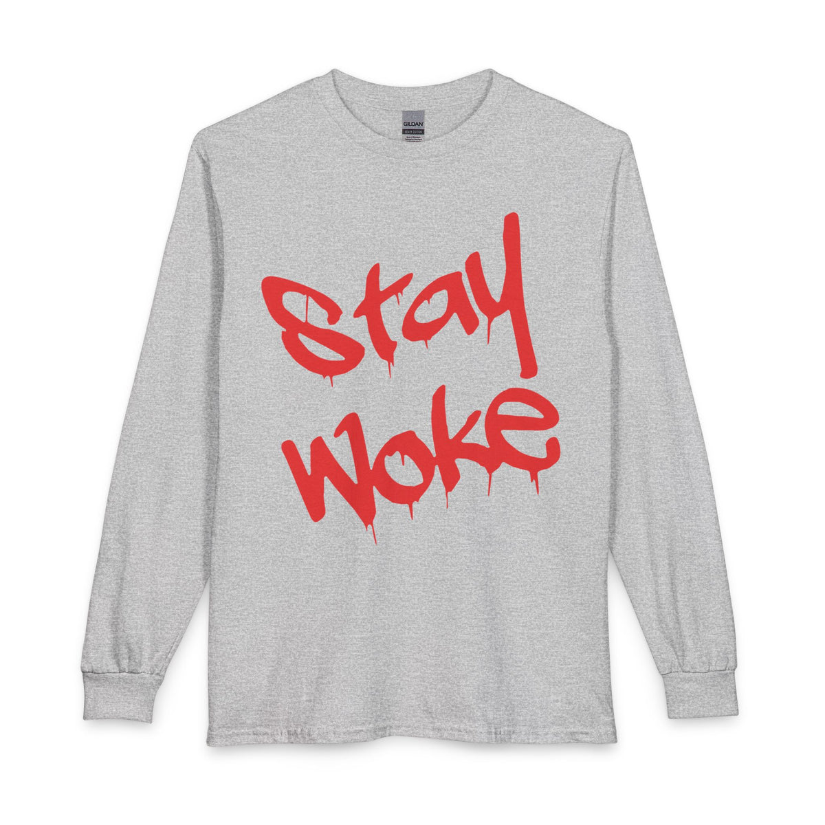Stay Woke Long Sleeve Tee – Red Blood Graffiti Script Shirt