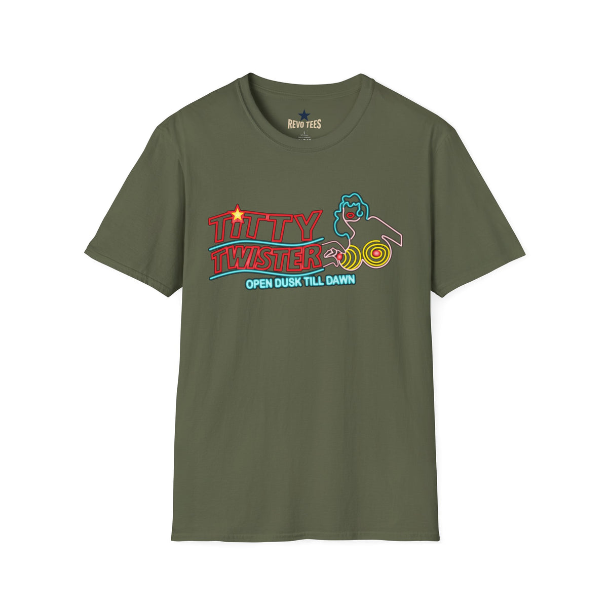 Revotees Titty Twister Neon Logo Open Dusk Till Dawn T-Shirt - alternate view 7