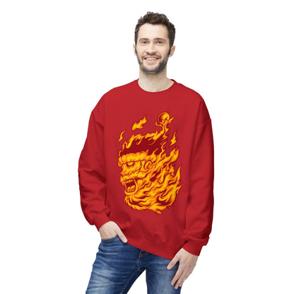 Flaming Santa Skull Redneck - I mean Crewneck Sweatshirt