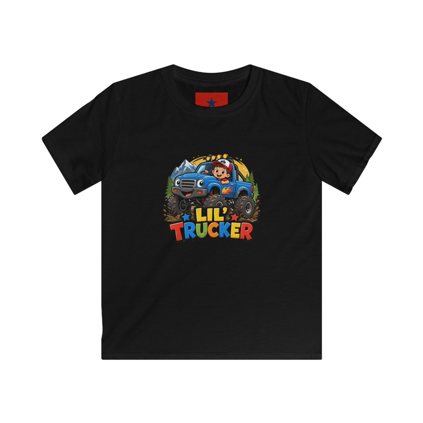 Kids Tee — "Lil' Trucker" Monster Truck Kids T-Shirt | Cute Off-Road Cartoon Top