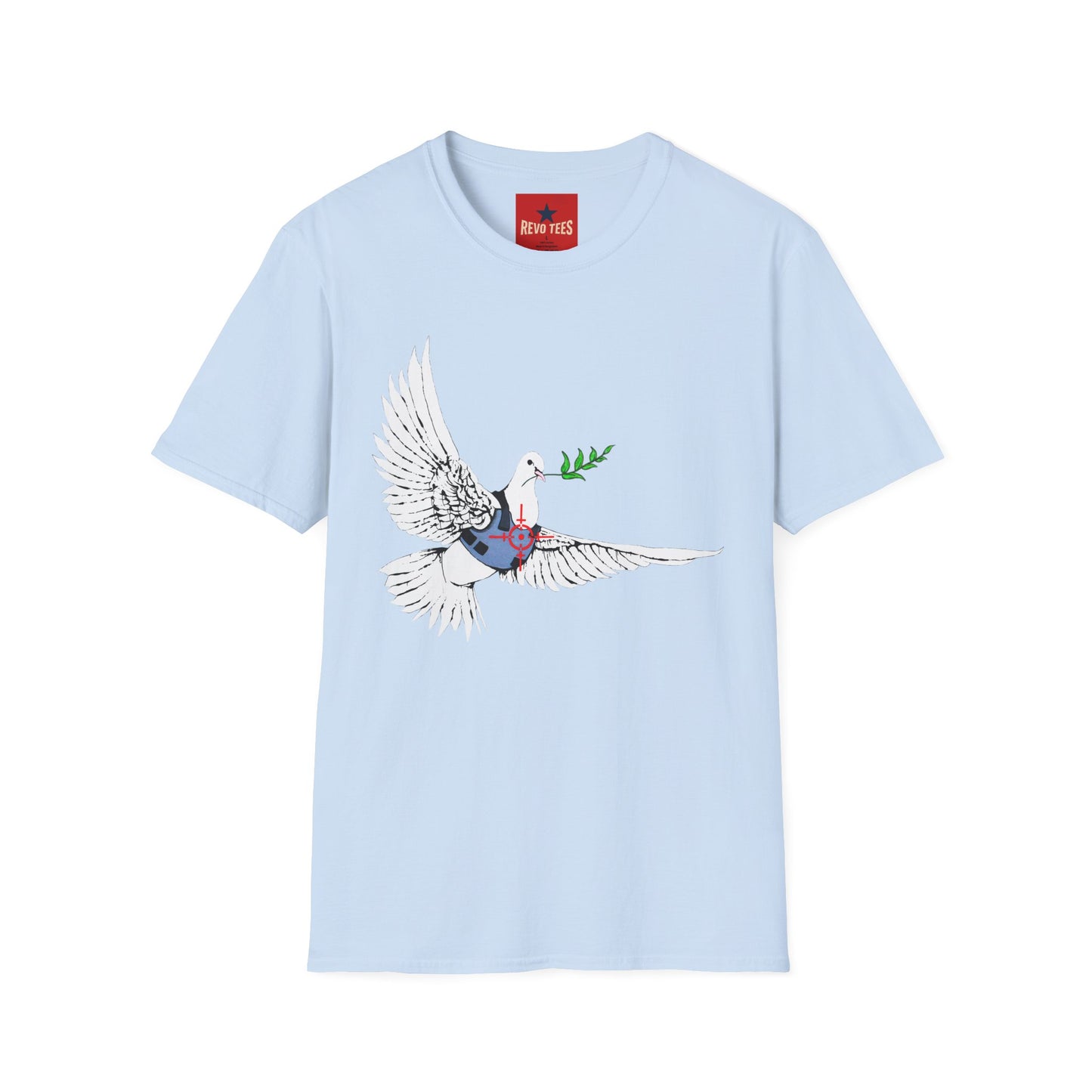 Banksy's Dove of Peace T‑Shirt — Flying Dove with Olive Branch & Earth Heart Graphic