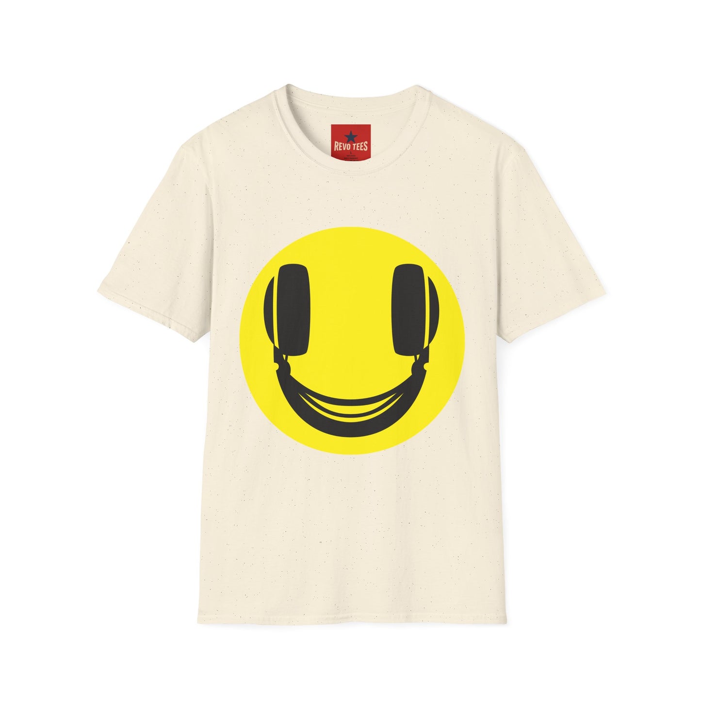 Smiley Face Headphones T-Shirt — Retro Music Lover Graphic Tee