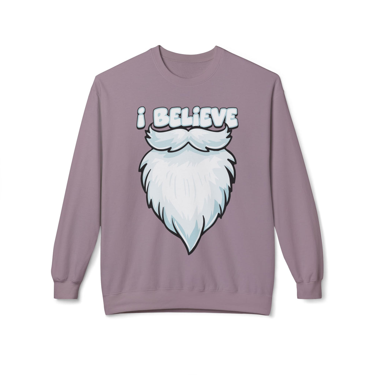 "I Believe" Santa Beard Holiday Crewneck Sweatshirt