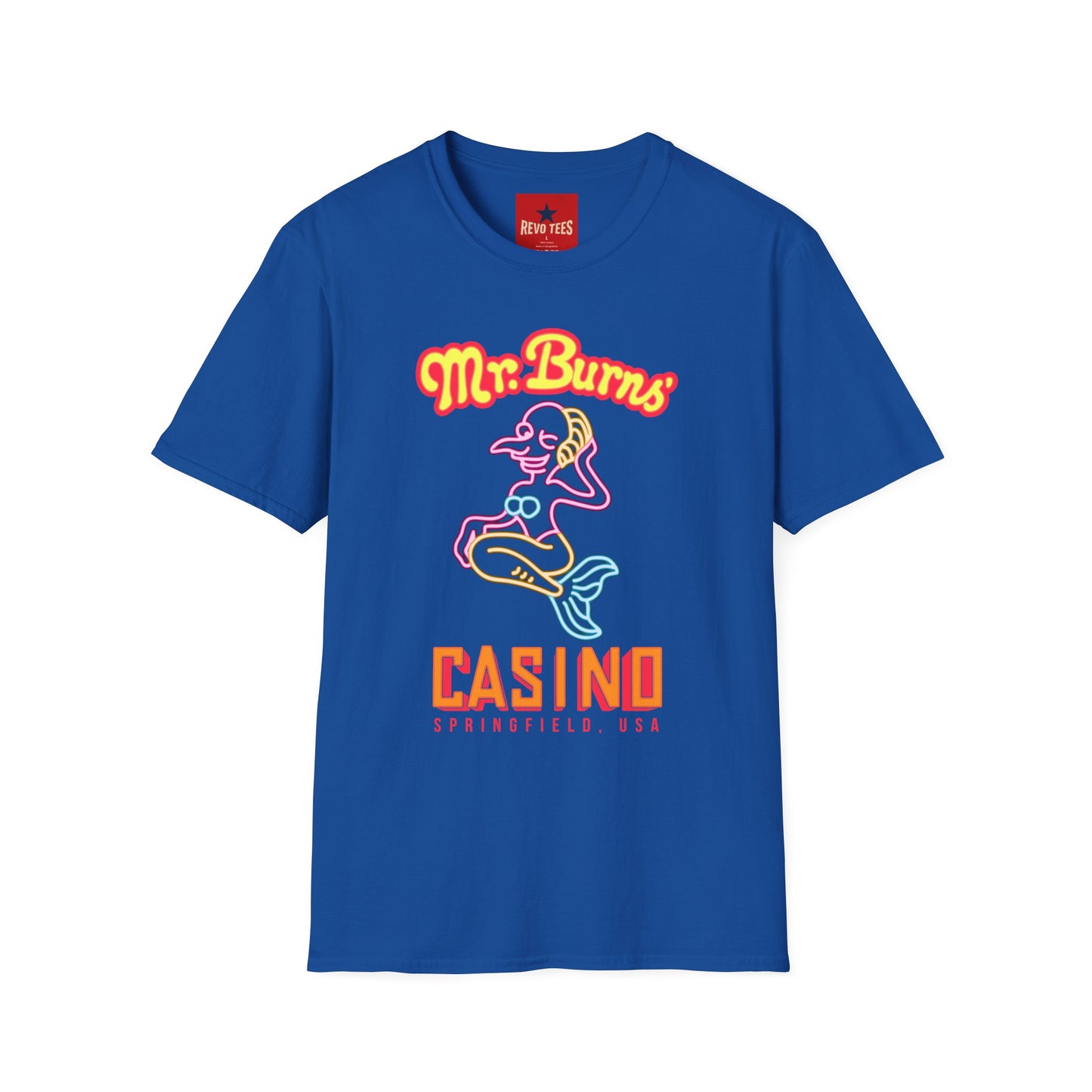 Mr. Burns Casino T-Shirt — Retro Neon Mermaid Resort Tee