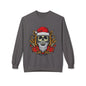 Skull Santa — Edgy Christmas Skull with Santa Hat and Gifts Crewneck Sweatshirt