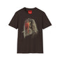 Horror Split-Face Skull T-Shirt — Creepy Half-Mask Skeleton Graphic Tee