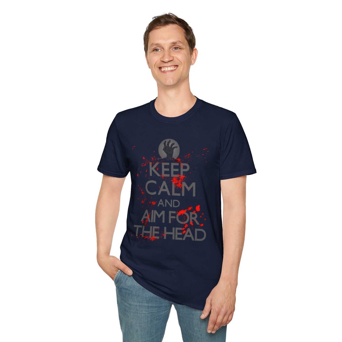 T-Shirt — “Keep Calm and Aim for the Head” Horror Zombie Graphic Tee