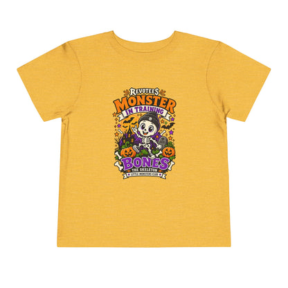 REVOTEES Toddler Tee — "Monster in Training" Cute Skeleton Halloween Shirt