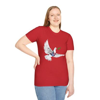 Banksy's Dove of Peace T‑Shirt — Flying Dove with Olive Branch & Earth Heart Graphic