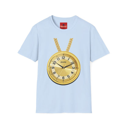 Gold Pocket Watch Necklace T-Shirt — Vintage Clock Graphic Tee