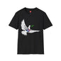 Revotees Banksys Dove of Peace Flying Dove with Olive Branch Earth Heart Graphic T-Shirt