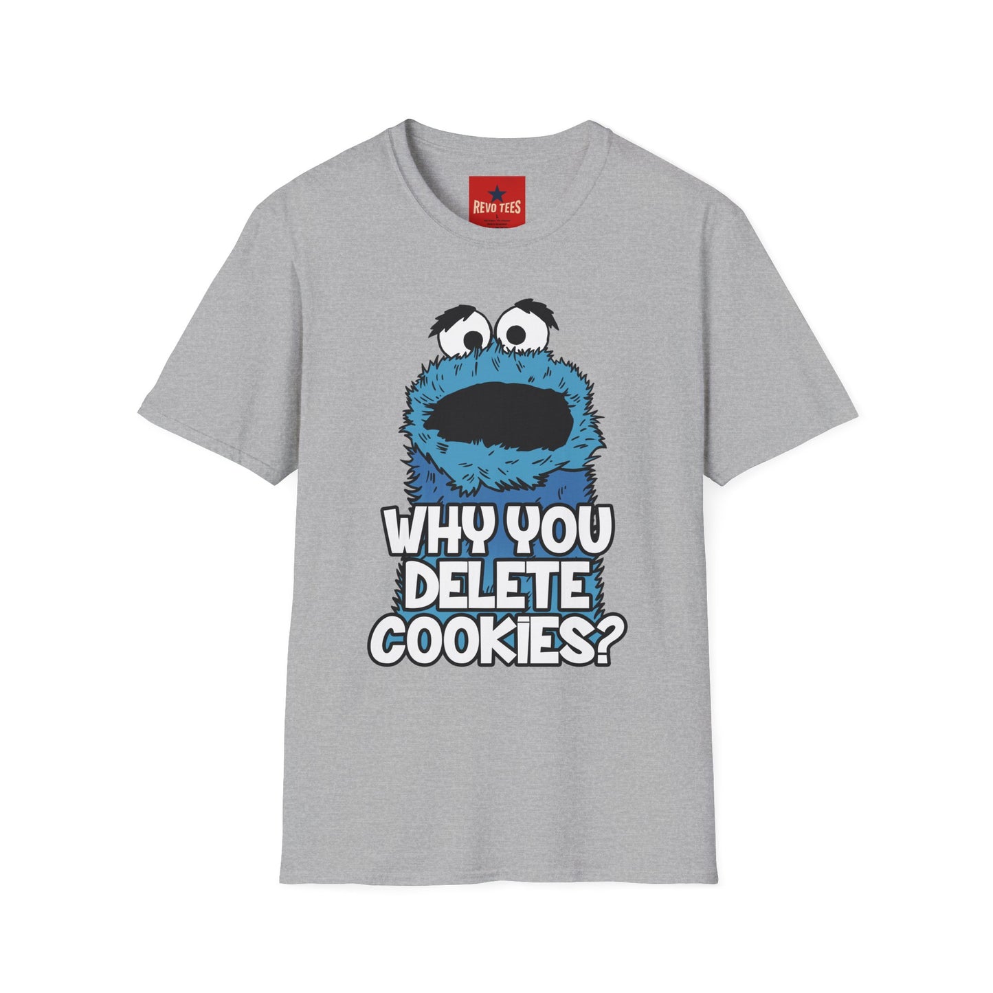 Cookie Monster "Why You Delete Cookies?" T-Shirt — Funny Retro Kids TV Graphic Tee
