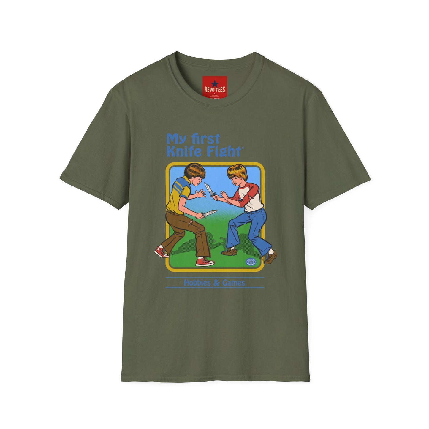 My First Knife Fight T-Shirt — Retro Dark Humor Graphic Tee