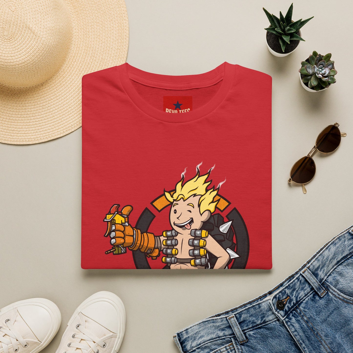 Junkrat-Inspired Gamer Tee — Cartoon Explosive Hero Graphic T-Shirt