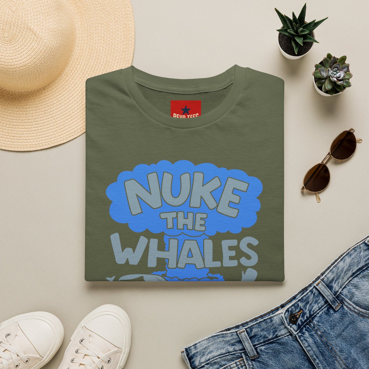 T-Shirt — 'Nuke the Whales' Satirical Graphic Tee (Funny Retro Ocean Design)
