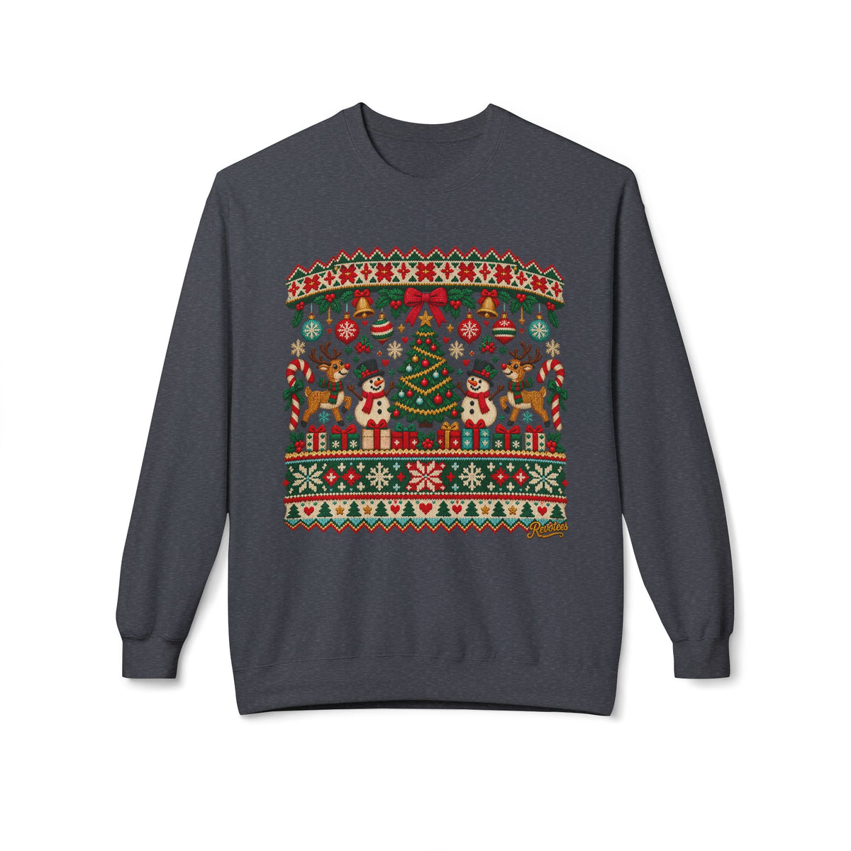 REVOTEES Christmas Tree Holiday Ugly Sweater Crewneck Sweatshirt