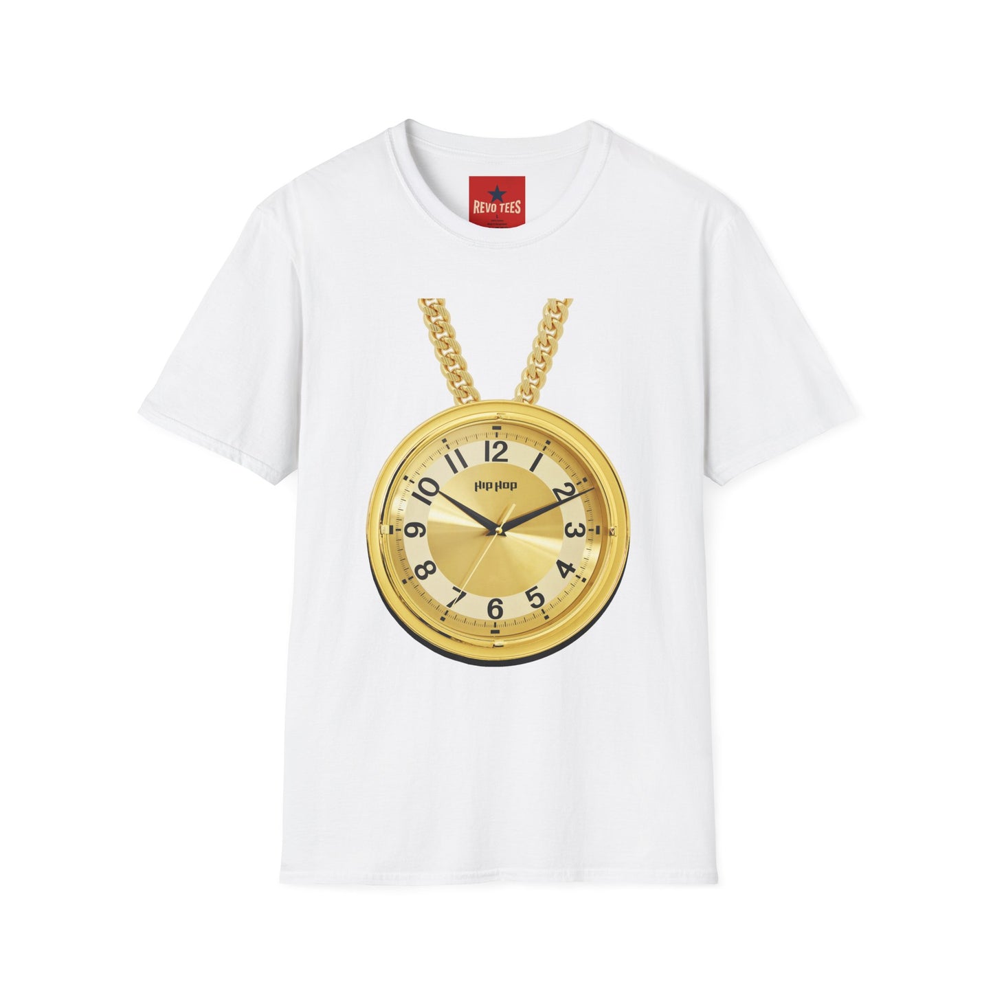 Gold Pocket Watch Necklace T-Shirt — Vintage Clock Graphic Tee