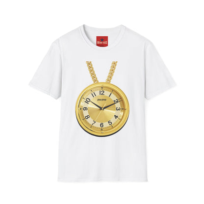 Gold Pocket Watch Necklace T-Shirt — Vintage Clock Graphic Tee