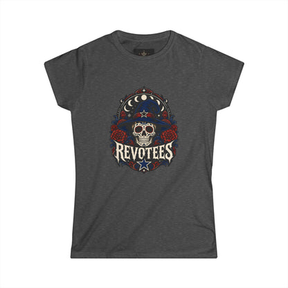 Revotees Skull Tee — Women's Gothic Americana Graphic T‑Shirt