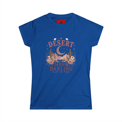 Desert Moon Darling Tee — Women's Boho Moon & Cactus Graphic T-Shirt