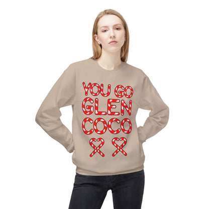 "You Go Glen Coco" Candy Cane Holiday Graphic Crewneck Sweatshirt