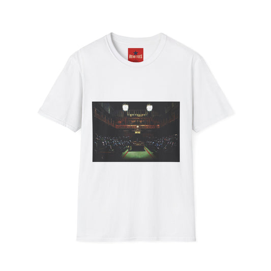 Banksy Courtroom Night Scene T-Shirt — Vintage Courtroom Photo Tee