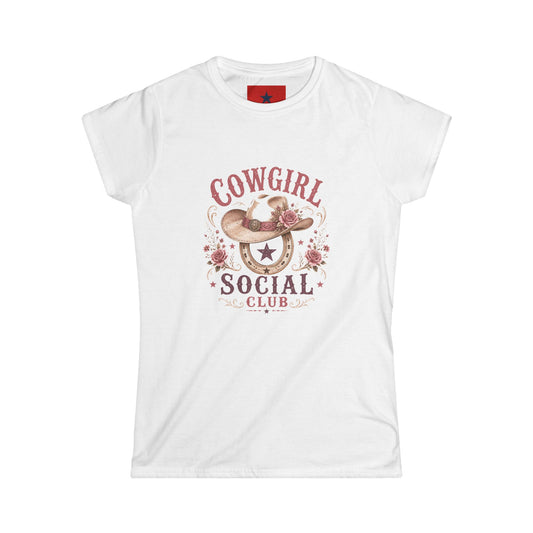 Cowgirl Social Club Women's Tee — Western Cowgirl Hat Graphic Shirt