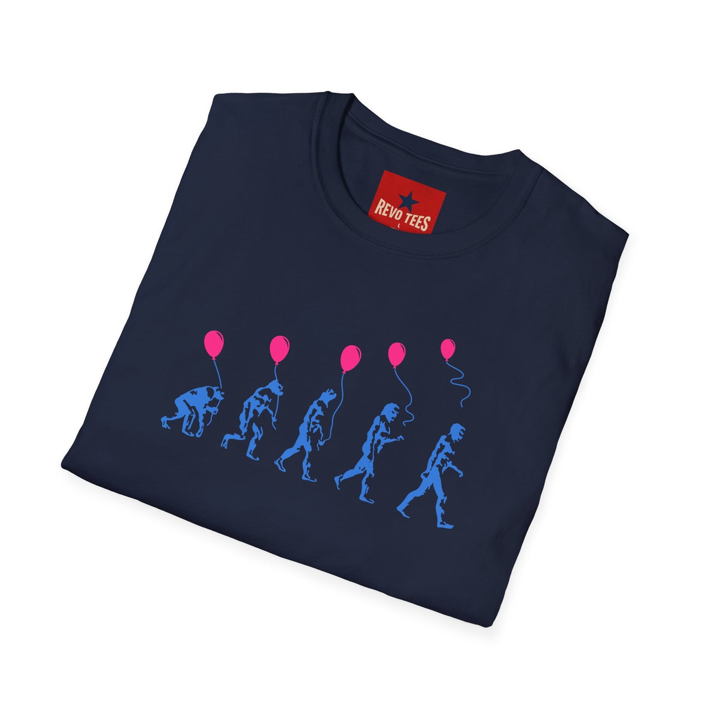 Evolution of Man Holding Balloon T-Shirt — Funny Retro Evolution Graphic Tee