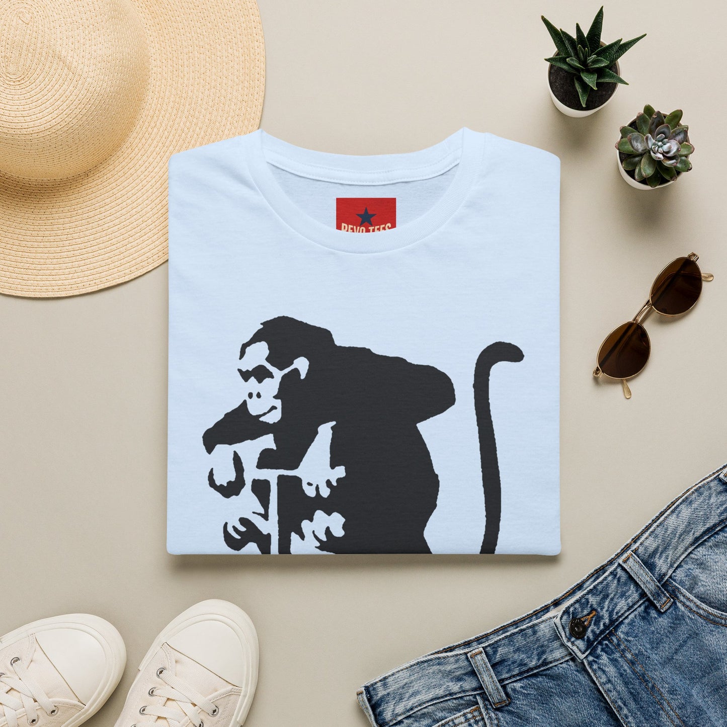 Banksy-Style Monkey On Bomb T-Shirt — Street Art Graphic Tee