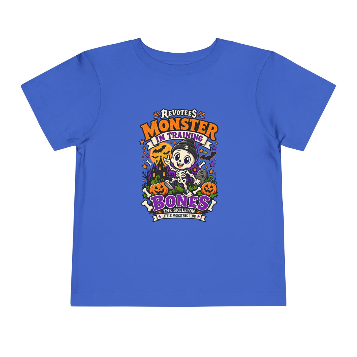 REVOTEES Toddler Tee — "Monster in Training" Cute Skeleton Halloween Shirt
