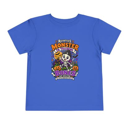 REVOTEES Toddler Tee — "Monster in Training" Cute Skeleton Halloween Shirt