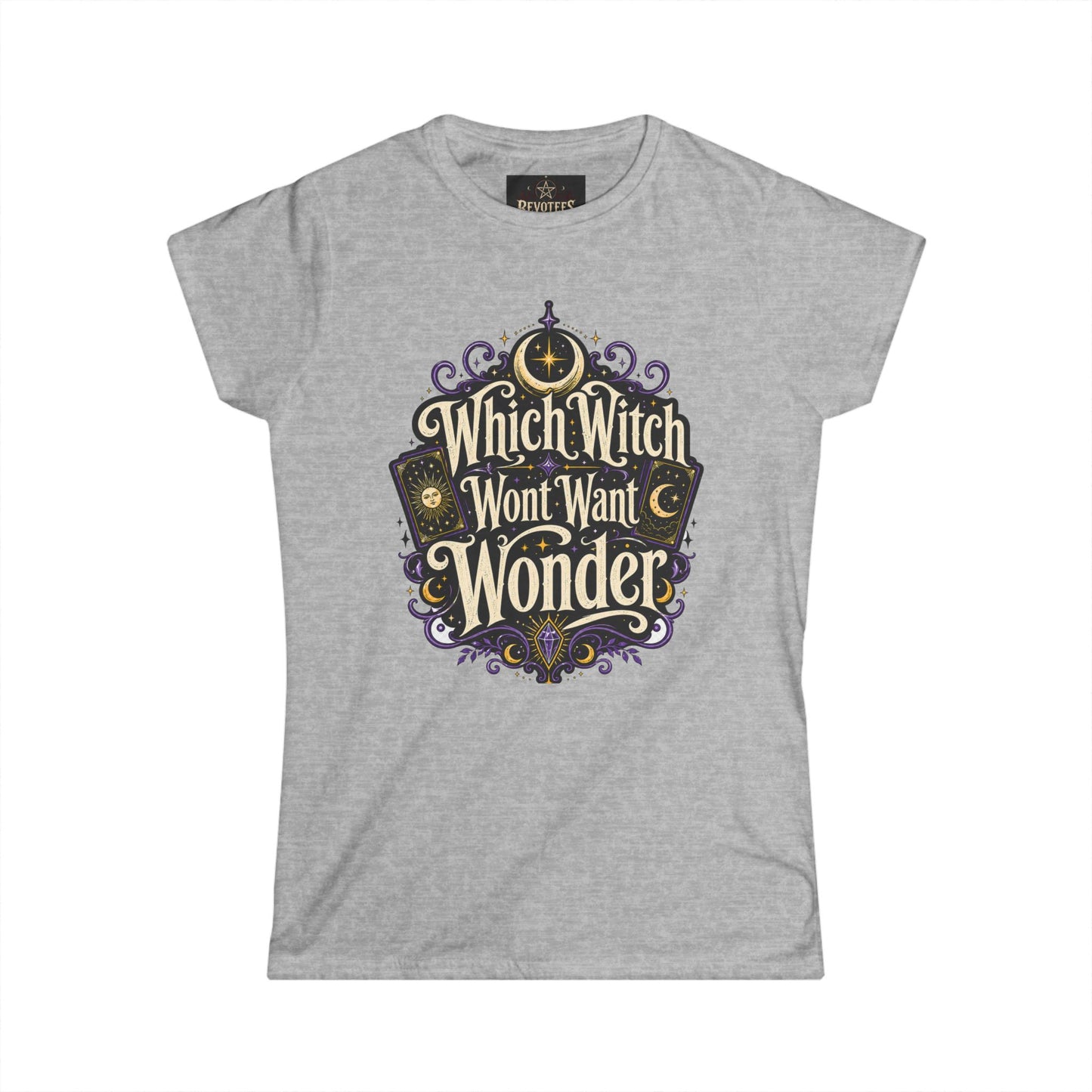 Women's Witchy Tee — "Which Witch Won't Want Wonder" Gothic Halloween Shirt