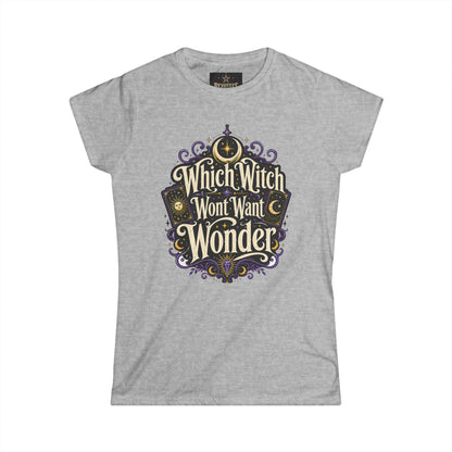 Women's Witchy Tee — "Which Witch Won't Want Wonder" Gothic Halloween Shirt