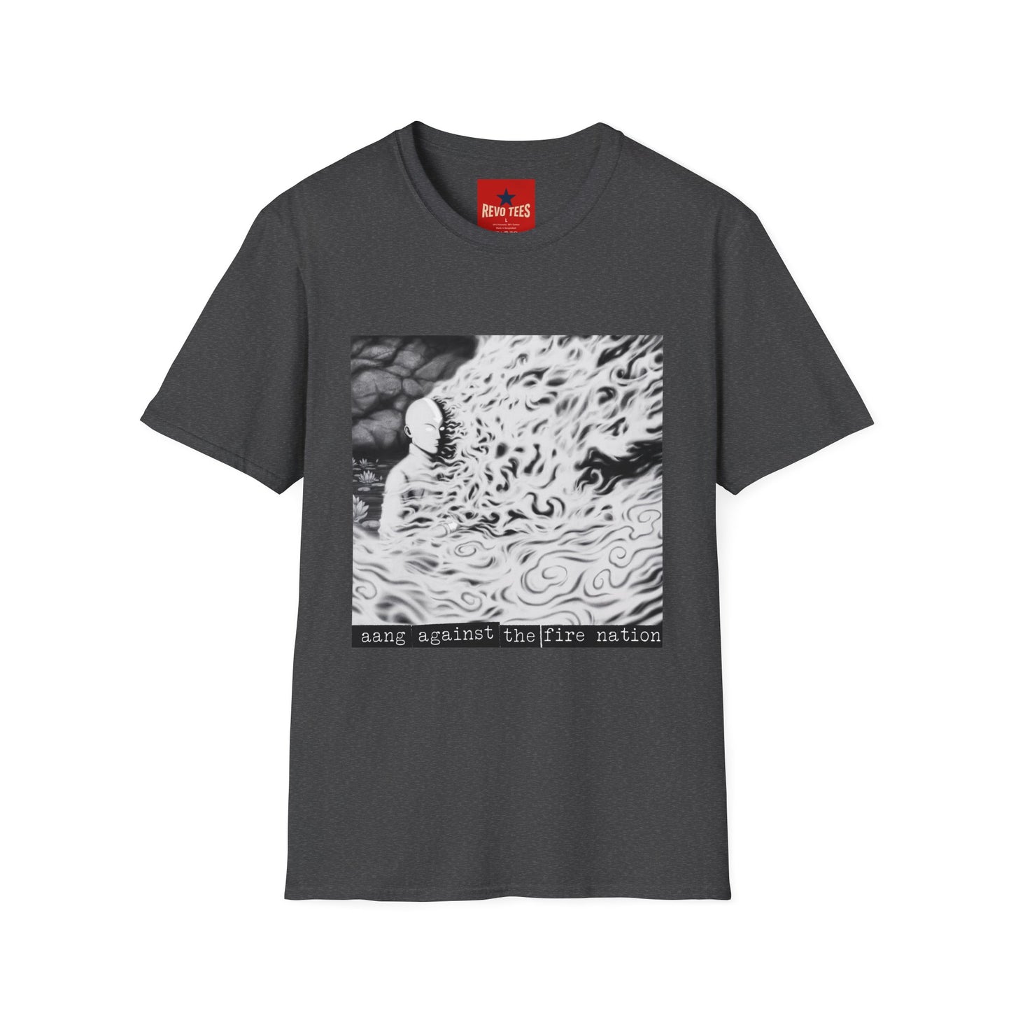 Surreal Flame Portrait T-Shirt — Black & White Abstract Face with Flames