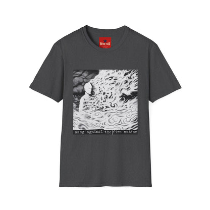 Surreal Flame Portrait T-Shirt — Black & White Abstract Face with Flames