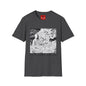 Surreal Flame Portrait T-Shirt — Black & White Abstract Face with Flames
