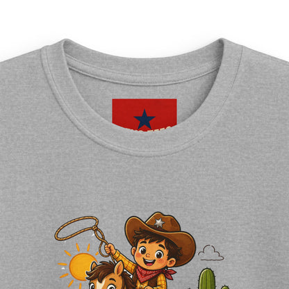 Kids Tee — "Lil' Wild Wrangler" Cute Cowboy Kid Graphic Shirt