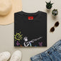 T-Shirt — Banksy Style Soldier with Childlike Doodle Flowers