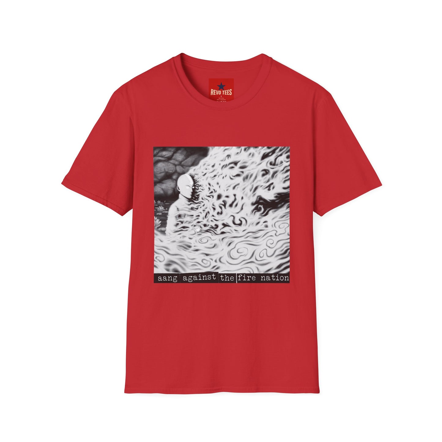 Surreal Flame Portrait T-Shirt — Black & White Abstract Face with Flames