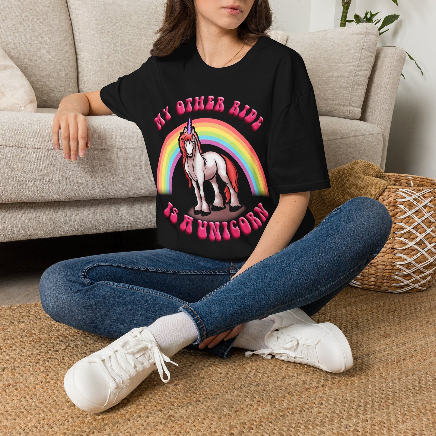 Unicorn Rainbow T‑Shirt — “My Other Ride Is A Unicorn” Retro Graphic Tee