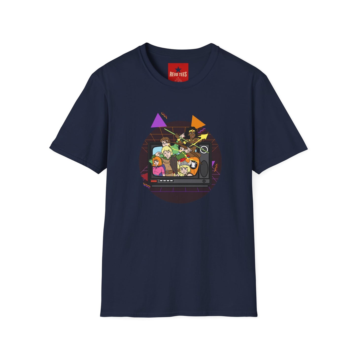 Retro Arcade Crew T‑Shirt — Colorful Gamer Character Graphic