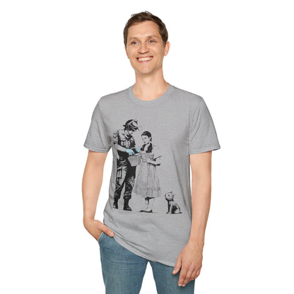 Banksy T-Shirt — Police Officer and Girl Stencil Art Tee (Banksy-Style)