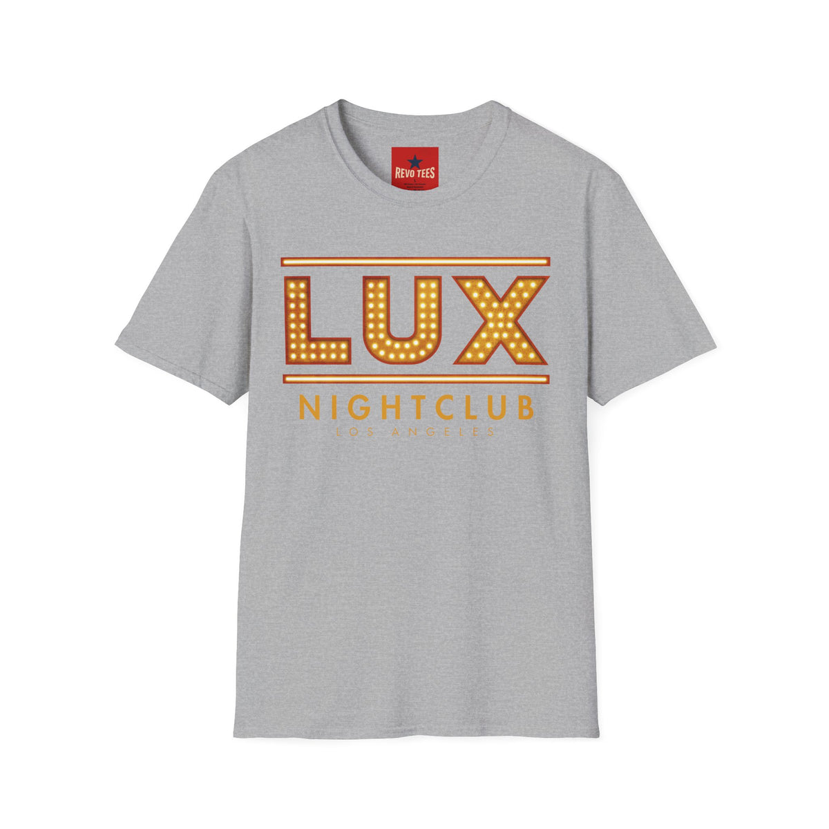 Revotees Lux Nightclub Graphic Retro Marquee Sign for Club Fans Party Nights T-Shirt - alternate view 3