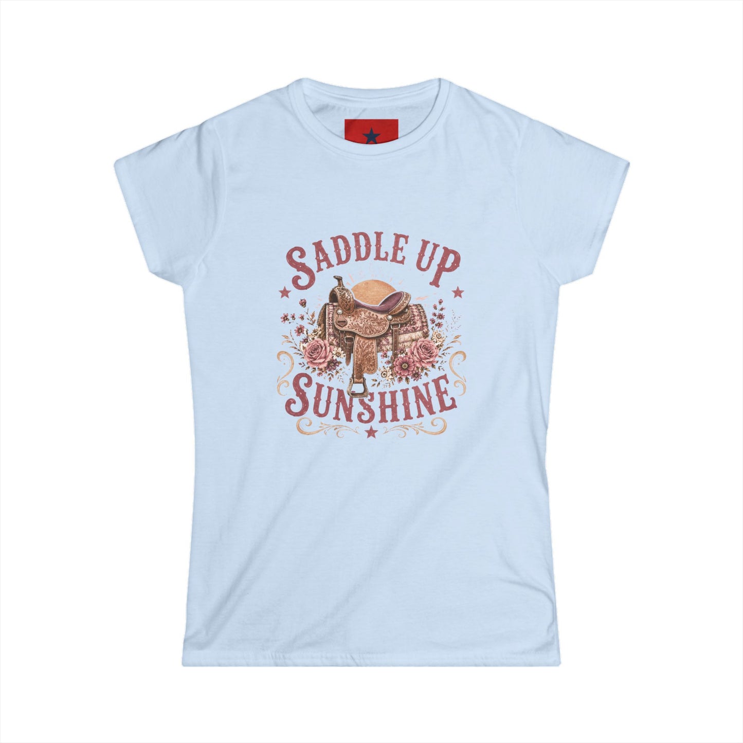 Saddle Up Sunshine Women's Tee — Cowgirl Saddle Graphic Tee