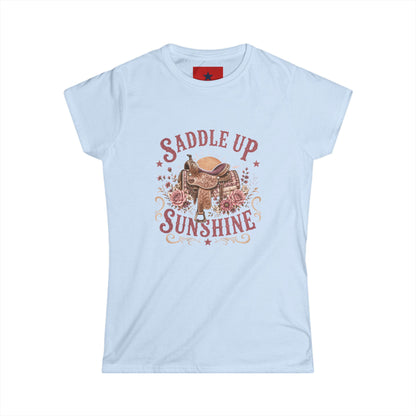 Saddle Up Sunshine Women's Tee — Cowgirl Saddle Graphic Tee