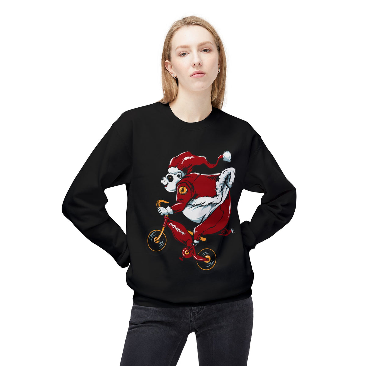 Santa Bear BMX Sweatshirt — Funny Christmas Cycling Holiday Crewneck