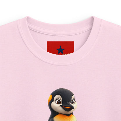 Kids Tee — Cute Pebble Penguin “REVOTEES” Colorful Logo